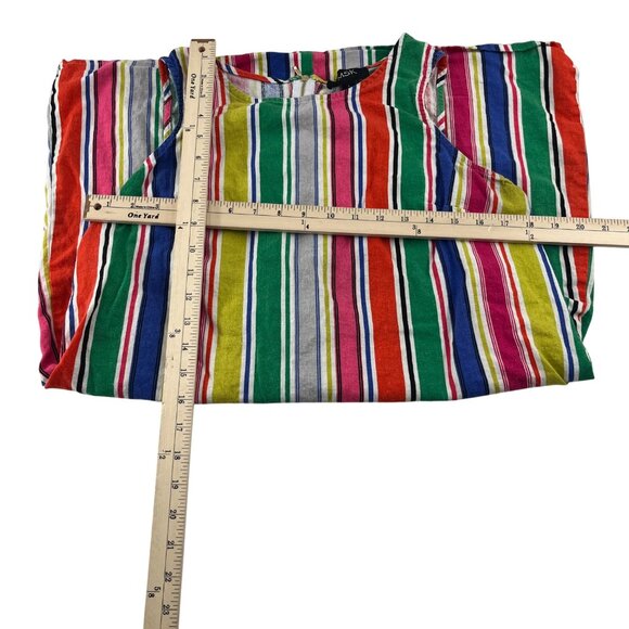 MSK Colorful Striped Women's Dress size Large Linen & Rayon Sleeveless Summer - Picture 4 of 6